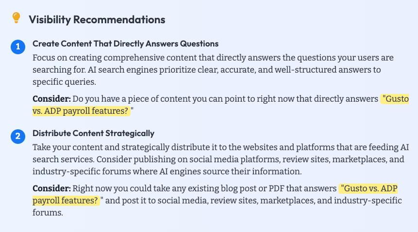 Visibility Recommendations