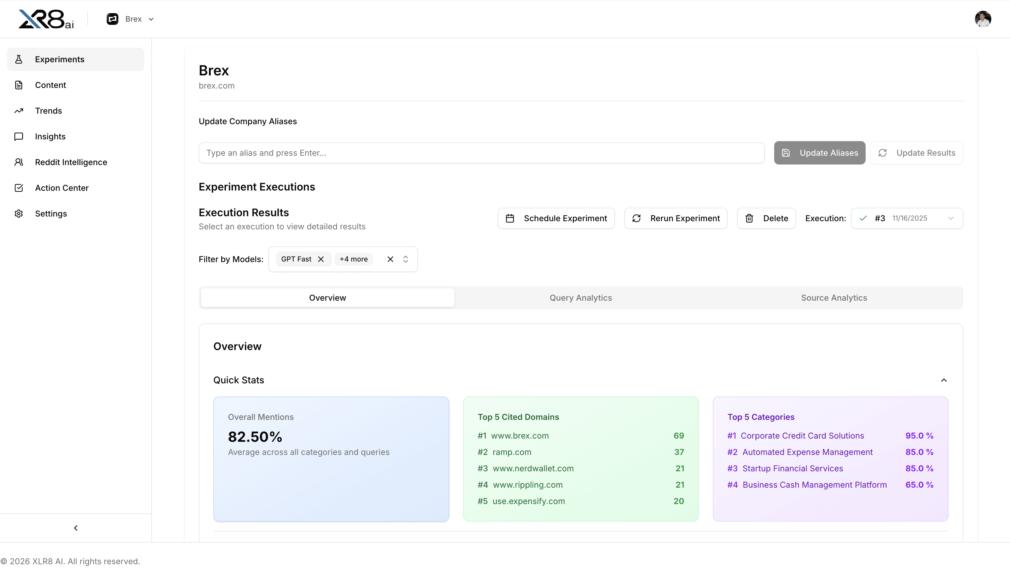 XLR8 overview screenshot